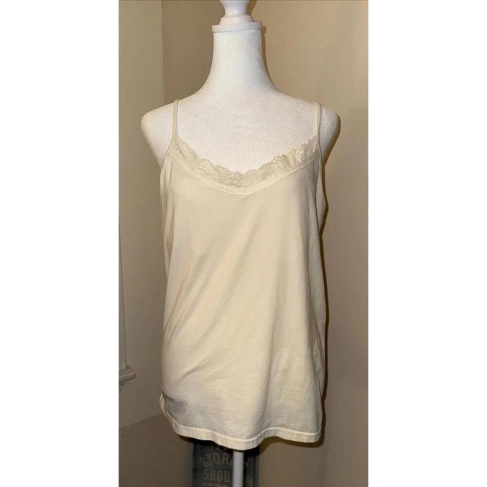 Merona Lacey Cami Tank Top Womens Creme XL Babydoll Built In Bra Adjust y2k